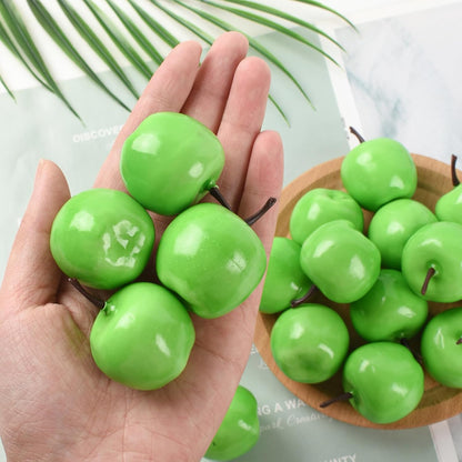 Mini Artificial Apples, 40 Pcs Lifelike Simulation Small Apples Fake Fruits for Home Kitchen Table Basket Christmas Tree Decor Photography Props, Green