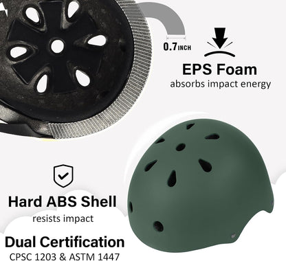 Skateboard Bike Helmet, 3 Sizes for Adult Youth & Kids | Lightweight, Adjustable, Certified Multi-Sport for Bicycle, Inline/Roller Skates, Kick Scooter