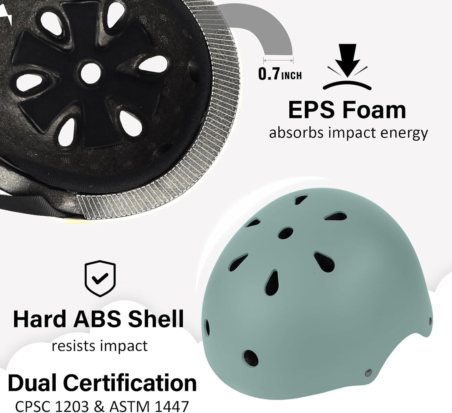 Skateboard Bike Helmet, 3 Sizes for Adult Youth & Kids | Lightweight, Adjustable, Certified Multi-Sport for Bicycle, Inline/Roller Skates, Kick Scooter