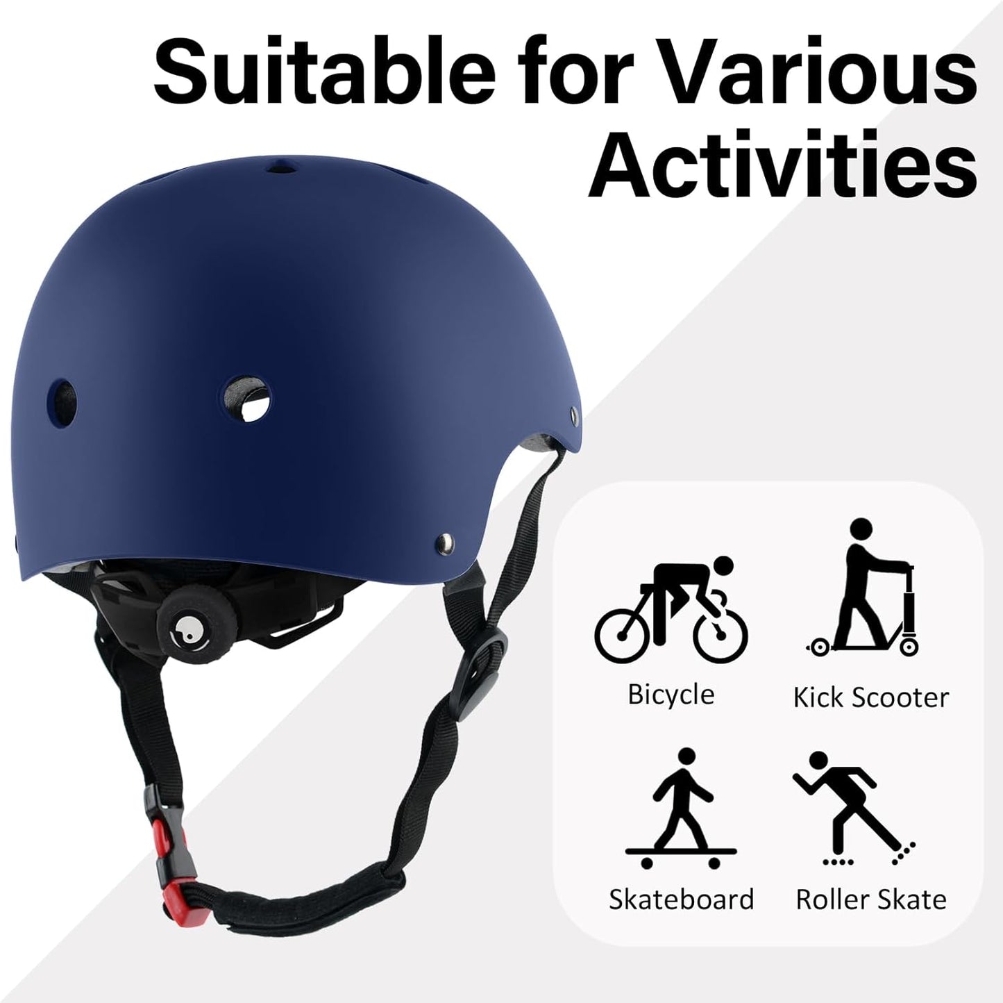 Skateboard Bike Helmet, 3 Sizes for Adult Youth & Kids | Lightweight, Adjustable, Certified Multi-Sport for Bicycle, Inline/Roller Skates, Kick Scooter
