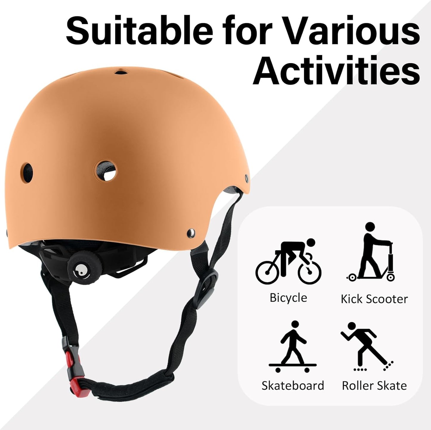 Skateboard Bike Helmet, 3 Sizes for Adult Youth & Kids | Lightweight, Adjustable, Certified Multi-Sport for Bicycle, Inline/Roller Skates, Kick Scooter