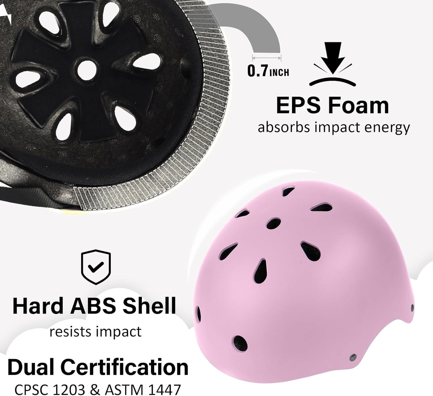 Skateboard Bike Helmet, 3 Sizes for Adult Youth & Kids | Lightweight, Adjustable, Certified Multi-Sport for Bicycle, Inline/Roller Skates, Kick Scooter