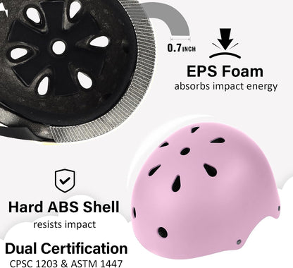 Skateboard Bike Helmet, 3 Sizes for Adult Youth & Kids | Lightweight, Adjustable, Certified Multi-Sport for Bicycle, Inline/Roller Skates, Kick Scooter
