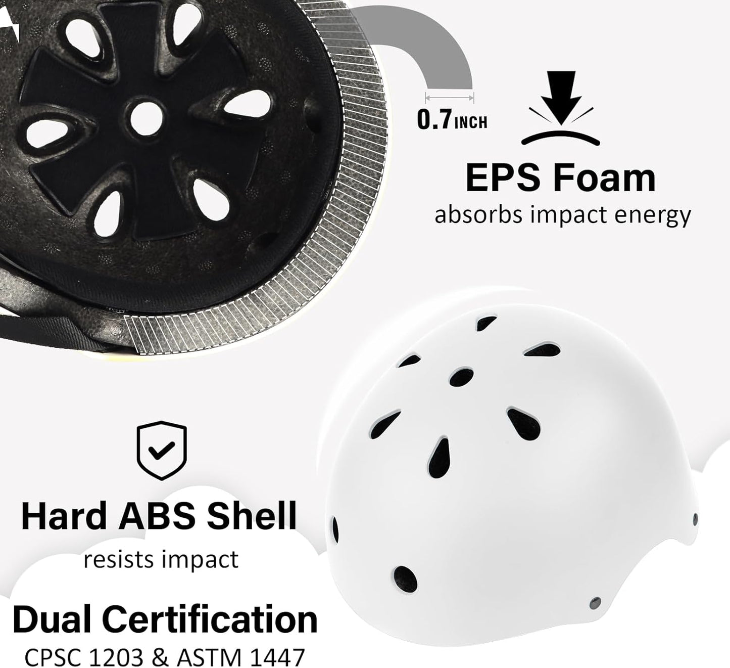 Skateboard Bike Helmet, 3 Sizes for Adult Youth & Kids | Lightweight, Adjustable, Certified Multi-Sport for Bicycle, Inline/Roller Skates, Kick Scooter