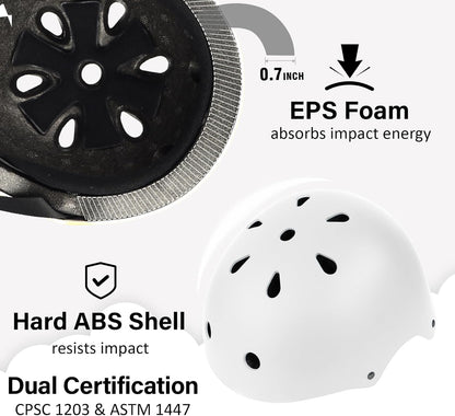 Skateboard Bike Helmet, 3 Sizes for Adult Youth & Kids | Lightweight, Adjustable, Certified Multi-Sport for Bicycle, Inline/Roller Skates, Kick Scooter