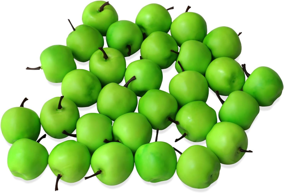 30 Pcs Mini Artificial Apples, Fake Little Green Apple Mini Fruits Realistic Lifelike Simulation Apples for Home Party Christmas Tree Decor Apples Photography Props