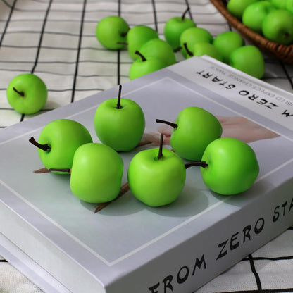 30 Pcs Mini Artificial Apples, Fake Little Green Apple Mini Fruits Realistic Lifelike Simulation Apples for Home Party Christmas Tree Decor Apples Photography Props