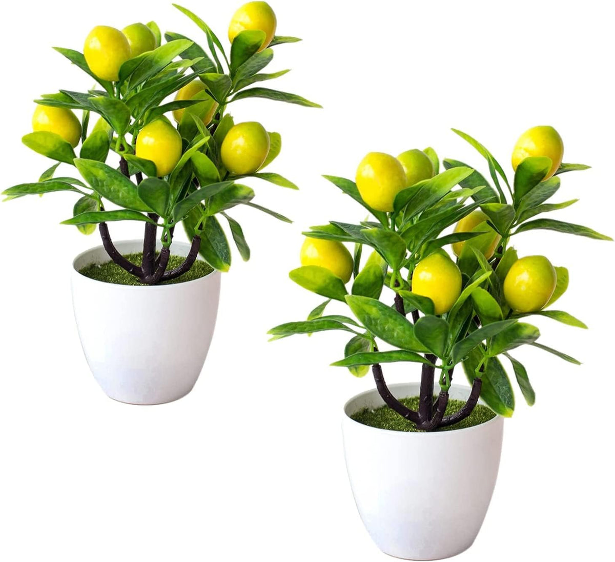 2 Pcs Artificial Lemon Tree, Mini Potted Plants Artificial Lemon Tree Bonsai Fake Green Pot Plants Artificial Plants in Pots, 3.78x9.45in, 210316XU02 22TZ 10055 2256425271