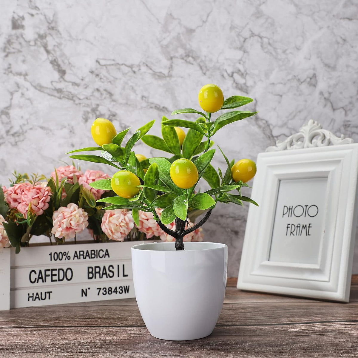 2 Pcs Artificial Lemon Tree, Mini Potted Plants Artificial Lemon Tree Bonsai Fake Green Pot Plants Artificial Plants in Pots, 3.78x9.45in, 210316XU02 22TZ 10055 2256425271