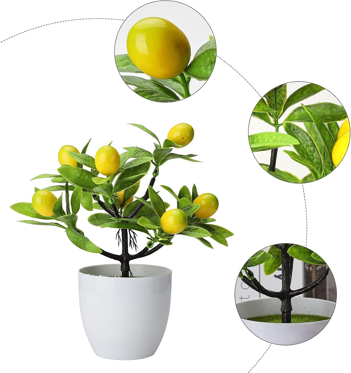 2 Pcs Artificial Lemon Tree, Mini Potted Plants Artificial Lemon Tree Bonsai Fake Green Pot Plants Artificial Plants in Pots, 3.78x9.45in, 210316XU02 22TZ 10055 2256425271