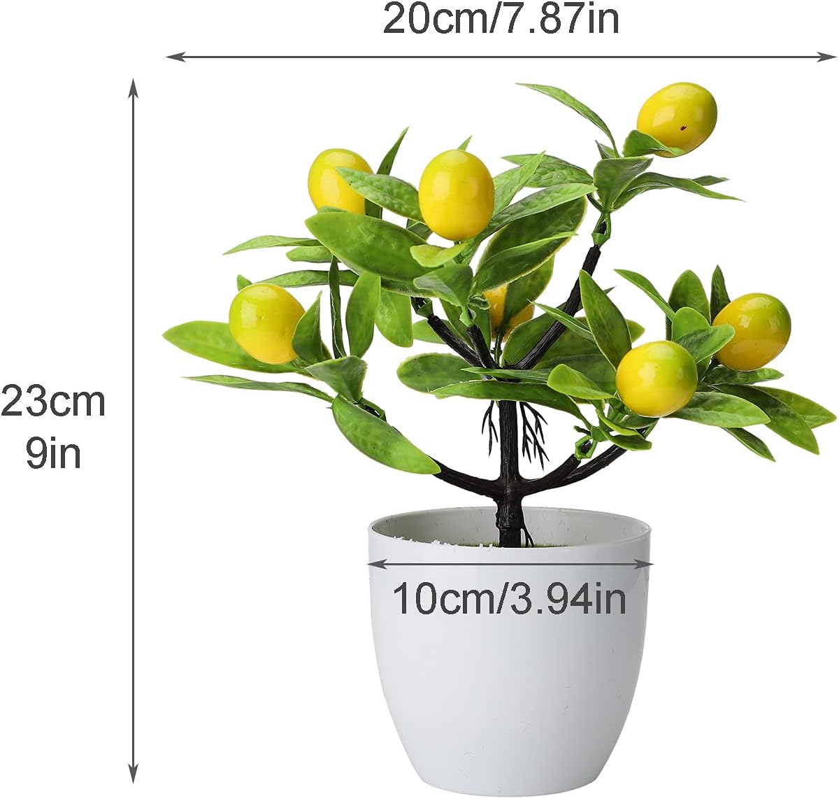 2 Pcs Artificial Lemon Tree, Mini Potted Plants Artificial Lemon Tree Bonsai Fake Green Pot Plants Artificial Plants in Pots, 3.78x9.45in, 210316XU02 22TZ 10055 2256425271