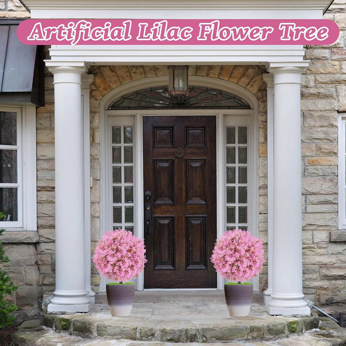 25.5" Set of 2 Artificial Lilac Flowers Tree Pink Lilac Bush