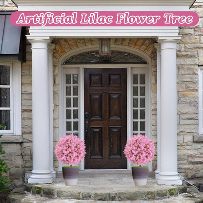 25.5" Set of 2 Artificial Lilac Flowers Tree Pink Lilac Bush