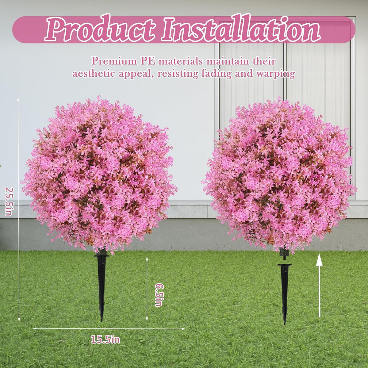 25.5" Set of 2 Artificial Lilac Flowers Tree Pink Lilac Bush