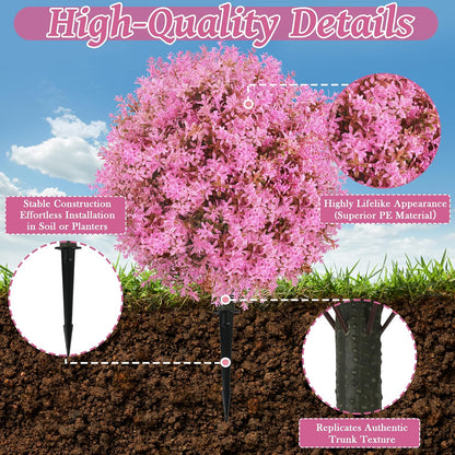 25.5" Set of 2 Artificial Lilac Flowers Tree Pink Lilac Bush
