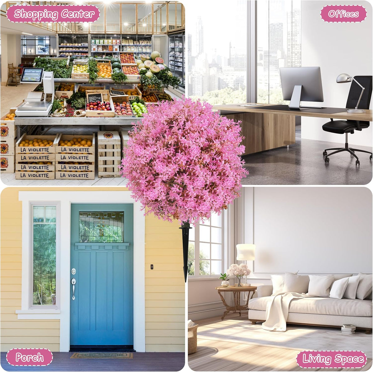 25.5" Set of 2 Artificial Lilac Flowers Tree Pink Lilac Bush