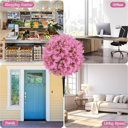 25.5" Set of 2 Artificial Lilac Flowers Tree Pink Lilac Bush