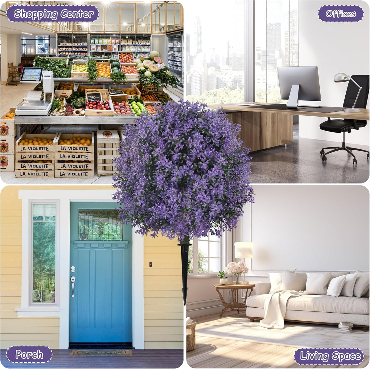 25.5" Set of 2 Artificial Lilac Flowers Tree Pink Lilac Bush
