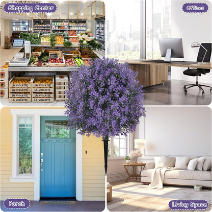 25.5" Set of 2 Artificial Lilac Flowers Tree Pink Lilac Bush