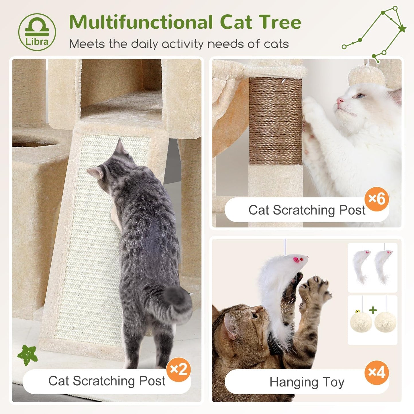 Heavy Duty Cat Tree 78 inch Sturdy Cactus Cat Tower for 20lbs Large Adult Cats, Symmetrical Aesthetic Big Cactus Cat Tree with Extra Large Platform, 2 Scratching Boards, Z78, Green
