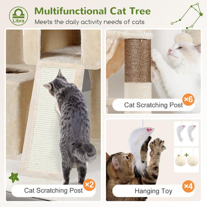 Heavy Duty Cat Tree 78 inch Sturdy Cactus Cat Tower for 20lbs Large Adult Cats, Symmetrical Aesthetic Big Cactus Cat Tree with Extra Large Platform, 2 Scratching Boards, Z78, Green