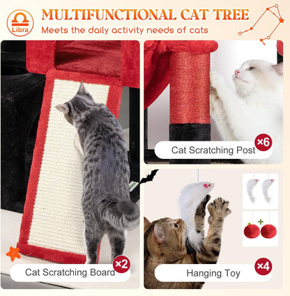Heavy Duty Cat Tree 78 inch Sturdy Cactus Cat Tower for 20lbs Large Adult Cats, Symmetrical Aesthetic Big Cactus Cat Tree with Extra Large Platform, 2 Scratching Boards, Z78, Green