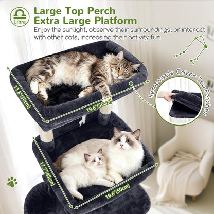 Heavy Duty Cat Tree 78 inch Sturdy Cactus Cat Tower for 20lbs Large Adult Cats, Symmetrical Aesthetic Big Cactus Cat Tree with Extra Large Platform, 2 Scratching Boards, Z78, Green