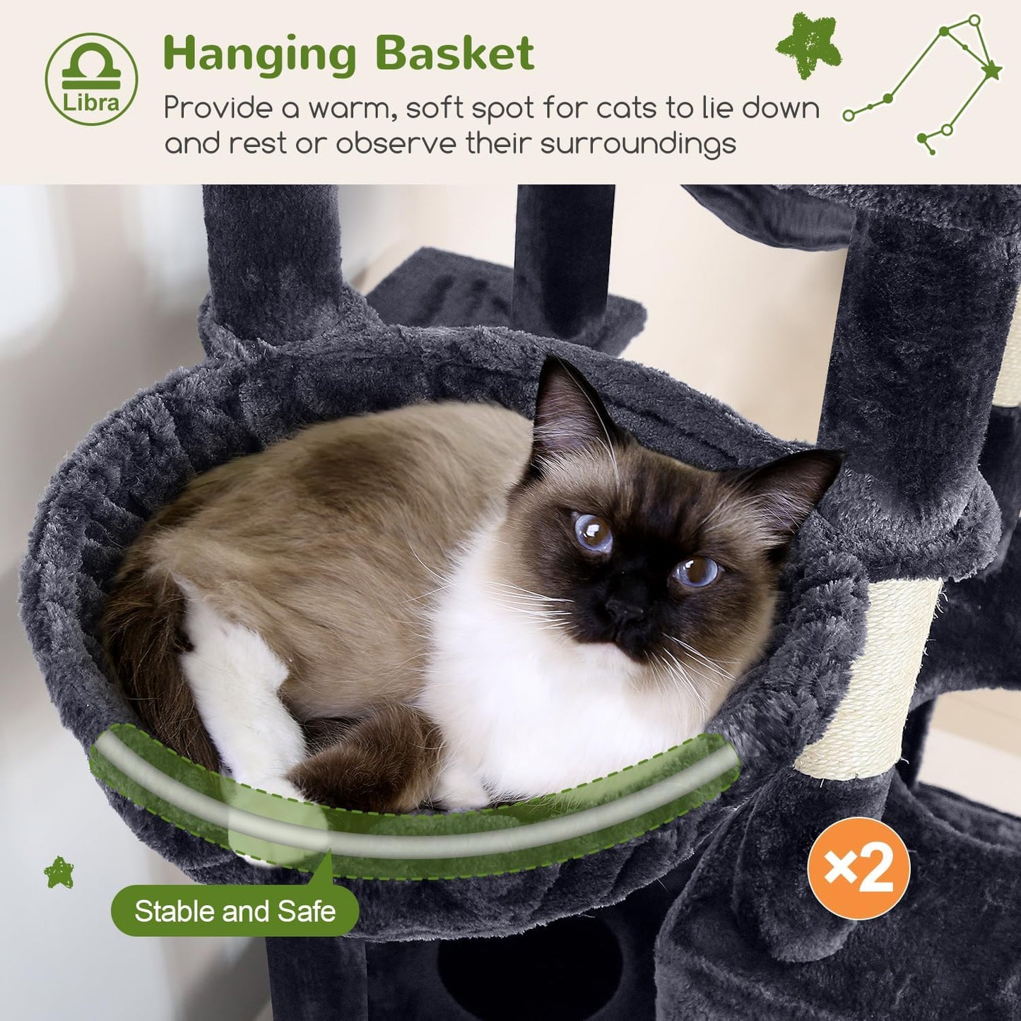 Heavy Duty Cat Tree 78 inch Sturdy Cactus Cat Tower for 20lbs Large Adult Cats, Symmetrical Aesthetic Big Cactus Cat Tree with Extra Large Platform, 2 Scratching Boards, Z78, Green
