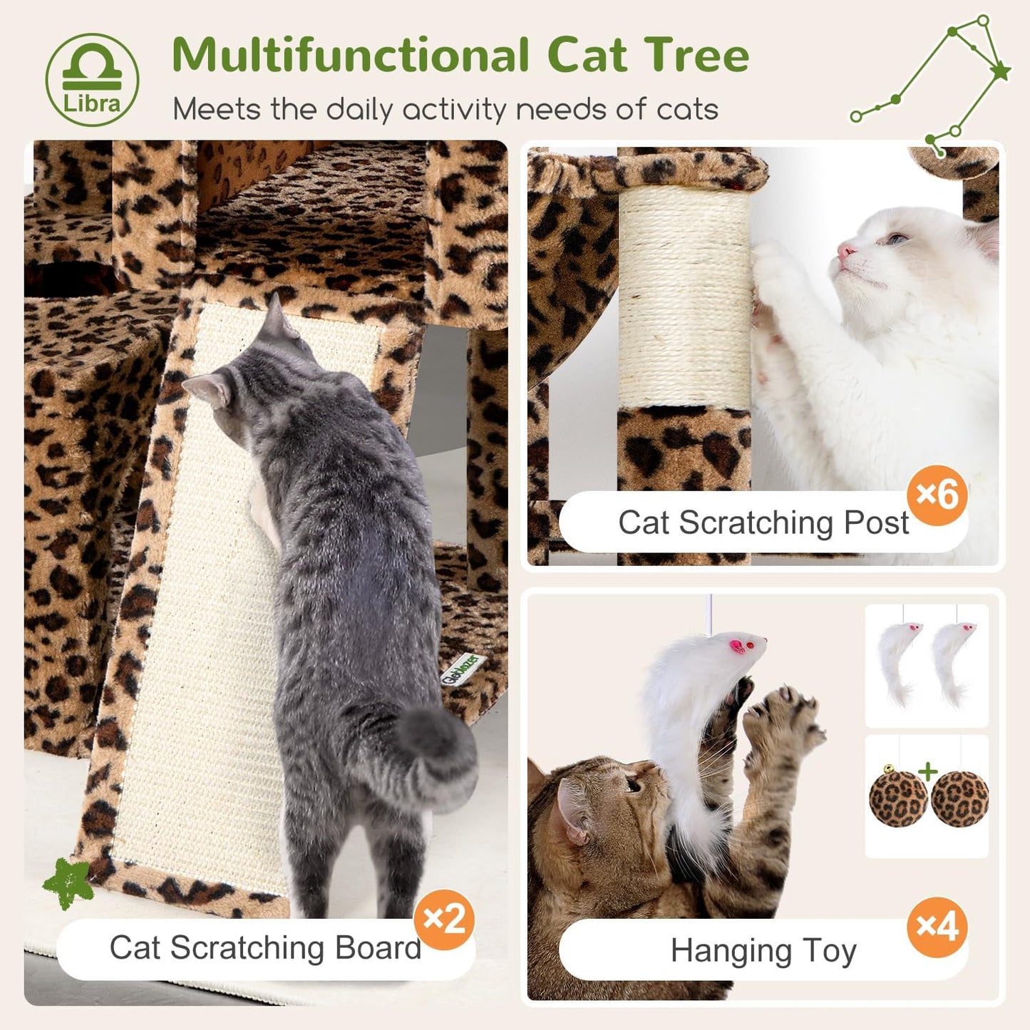 Heavy Duty Cat Tree 78 inch Sturdy Cactus Cat Tower for 20lbs Large Adult Cats, Symmetrical Aesthetic Big Cactus Cat Tree with Extra Large Platform, 2 Scratching Boards, Z78, Green