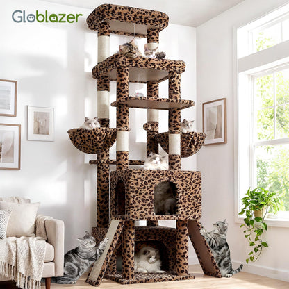 Heavy Duty Cat Tree 78 inch Sturdy Cactus Cat Tower for 20lbs Large Adult Cats, Symmetrical Aesthetic Big Cactus Cat Tree with Extra Large Platform, 2 Scratching Boards, Z78, Green