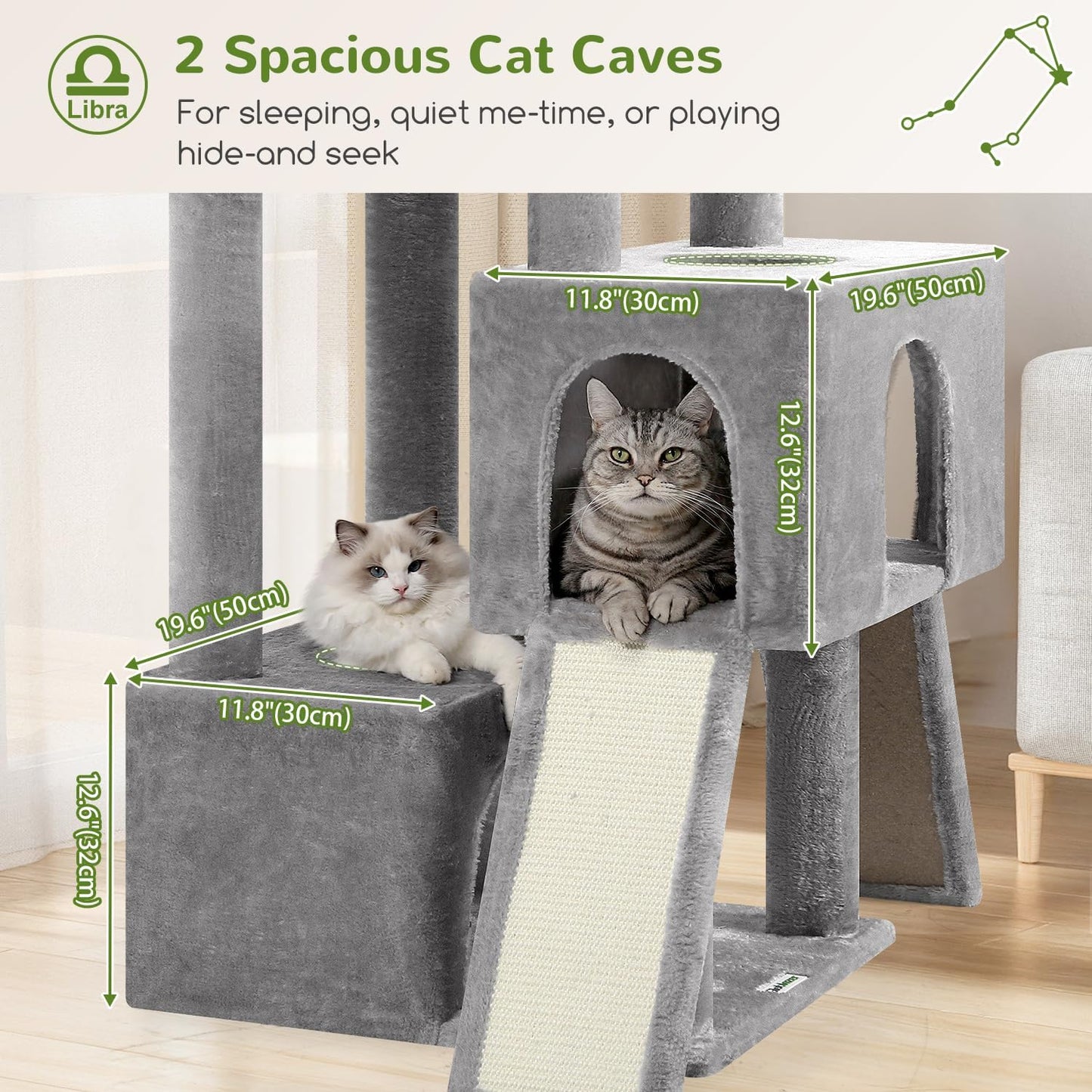 Heavy Duty Cat Tree 78 inch Sturdy Cactus Cat Tower for 20lbs Large Adult Cats, Symmetrical Aesthetic Big Cactus Cat Tree with Extra Large Platform, 2 Scratching Boards, Z78, Green