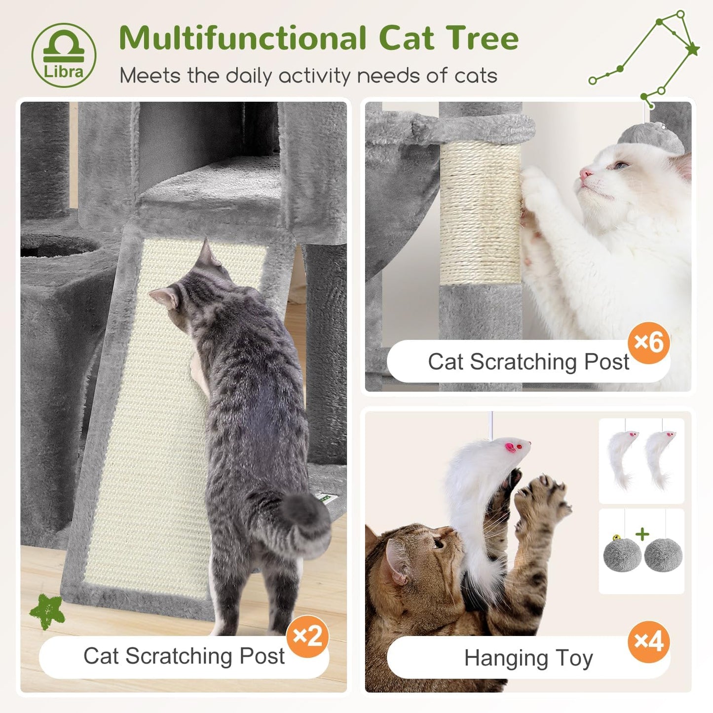 Heavy Duty Cat Tree 78 inch Sturdy Cactus Cat Tower for 20lbs Large Adult Cats, Symmetrical Aesthetic Big Cactus Cat Tree with Extra Large Platform, 2 Scratching Boards, Z78, Green