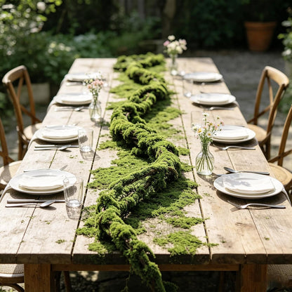 2 Pcs 197in Bendable Artificial Tree Branches with Moss | Fake Jungle Vines Decor, 7oz Artificial Moss, Enchanted Forest Wedding Party Home Photo Backdrop, Reptile Habitat