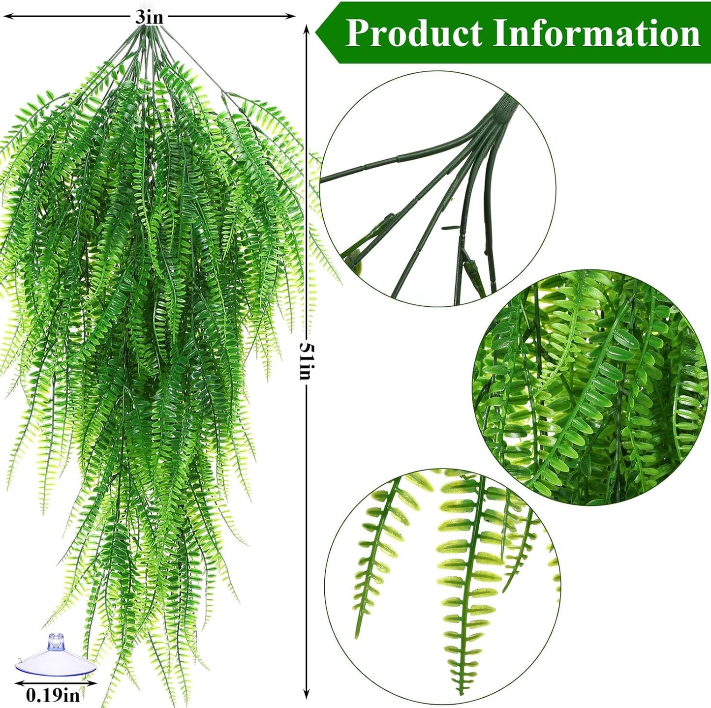 8 Pack Reptile Plants Terrarium Hanging Plant Vine Boston Climbing Terrarium Plant with Suction Cup for Bearded Dragons Lizard Crested Gecko Snake Crab Tank(Petite Leaf Series,Multiple Green)