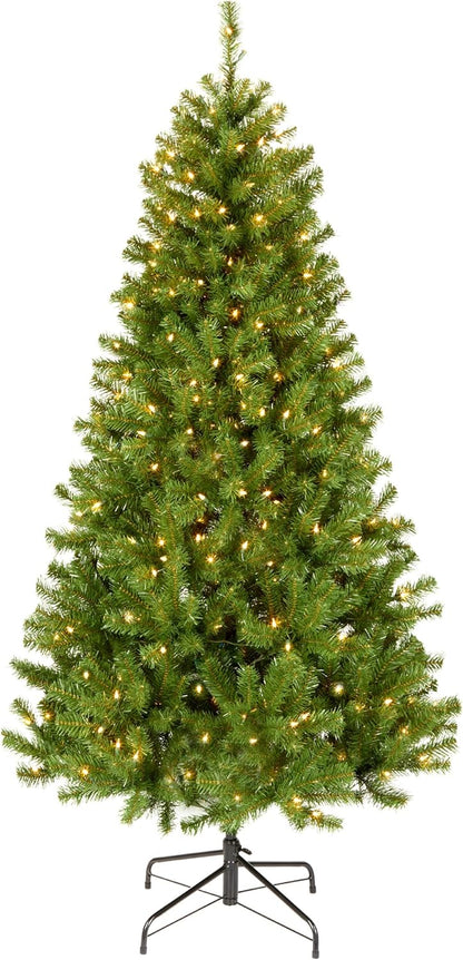 6ft Pre-Lit North Valley Spruce Christmas Tree | 300 Clear Lights, 800 Branch Tips, Includes Stand, Artificial, Green