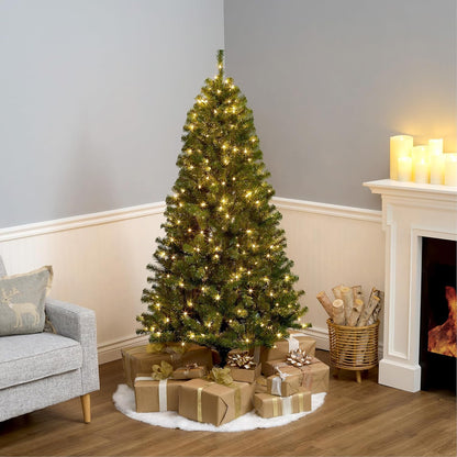 6ft Pre-Lit North Valley Spruce Christmas Tree | 300 Clear Lights, 800 Branch Tips, Includes Stand, Artificial, Green