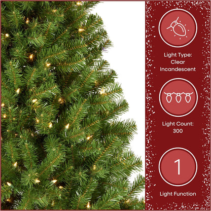6ft Pre-Lit North Valley Spruce Christmas Tree | 300 Clear Lights, 800 Branch Tips, Includes Stand, Artificial, Green