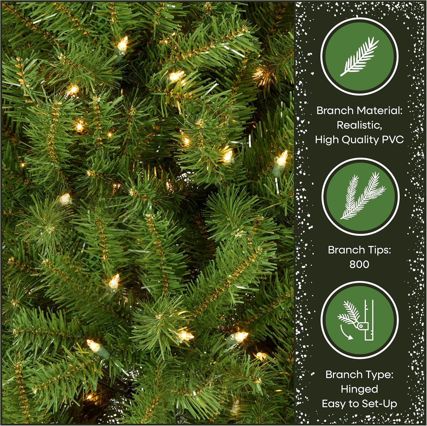 6ft Pre-Lit North Valley Spruce Christmas Tree | 300 Clear Lights, 800 Branch Tips, Includes Stand, Artificial, Green