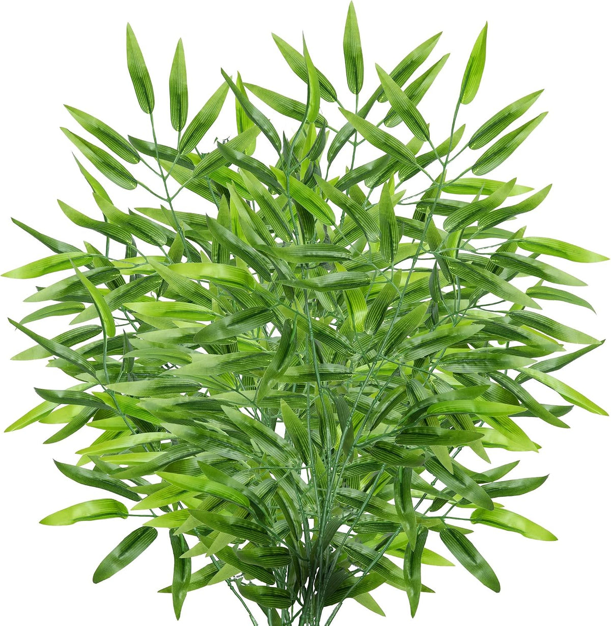 Bamboo Tree Branches 23” Long Stems Faux Greenery Artificial Plants Bulk Green Silk Leaves DIY Privacy Decoration Balcony Garden Outdoor Indoor Home Decor, 6pcs