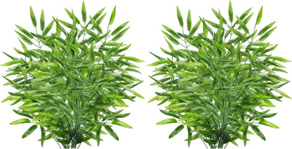 Bamboo Tree Branches 23” Long Stems Faux Greenery Artificial Plants Bulk Green Silk Leaves DIY Privacy Decoration Balcony Garden Outdoor Indoor Home Decor, 6pcs