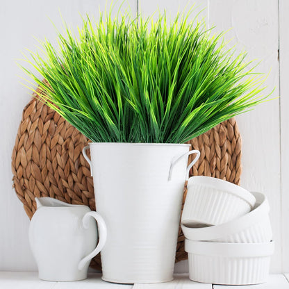 40 Bundles Artificial Grasses Outdoor UV Resistant Fake Plants No Fade Faux Grass Plastic Wheat Grass Greenery Shrubs Garden Porch Window Box Decorating Craft