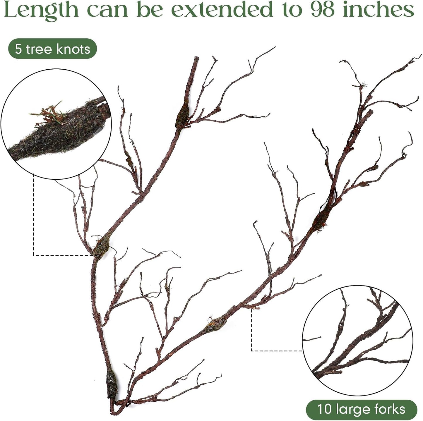 1 Pcs 98in Bendable Artificial Tree Branches for Decoration Fake Tree Twigs Fake Vine Branches Artificial Plants Trunk Greenery Garland for Garden Forest Wedding Home Wall Outdoor Spring
