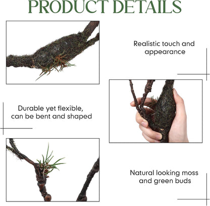 1 Pcs 98in Bendable Artificial Tree Branches for Decoration Fake Tree Twigs Fake Vine Branches Artificial Plants Trunk Greenery Garland for Garden Forest Wedding Home Wall Outdoor Spring