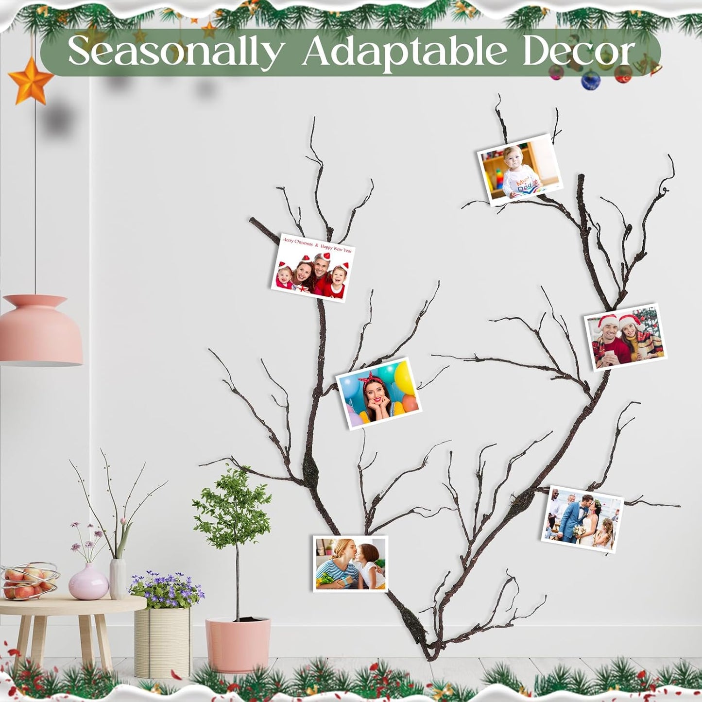 1 Pcs 98in Bendable Artificial Tree Branches for Decoration Fake Tree Twigs Fake Vine Branches Artificial Plants Trunk Greenery Garland for Garden Forest Wedding Home Wall Outdoor Spring