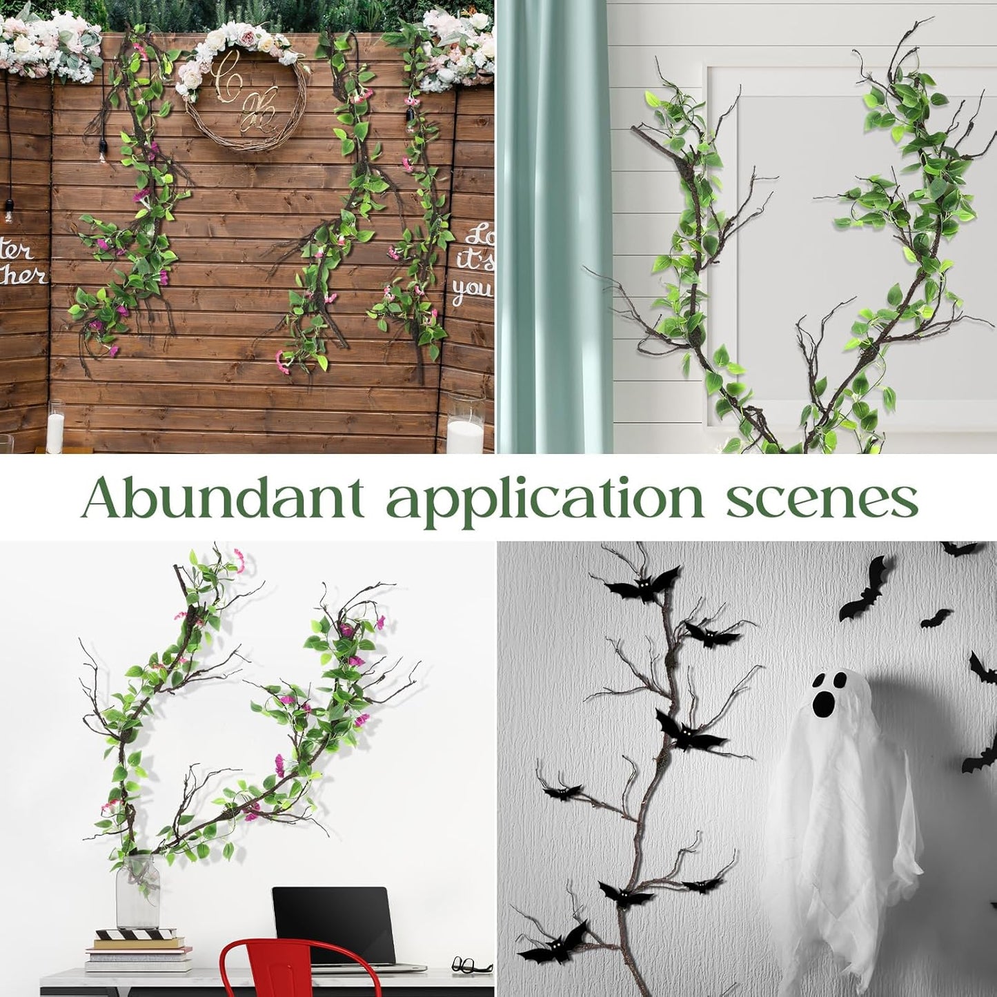 1 Pcs 98in Bendable Artificial Tree Branches for Decoration Fake Tree Twigs Fake Vine Branches Artificial Plants Trunk Greenery Garland for Garden Forest Wedding Home Wall Outdoor Spring