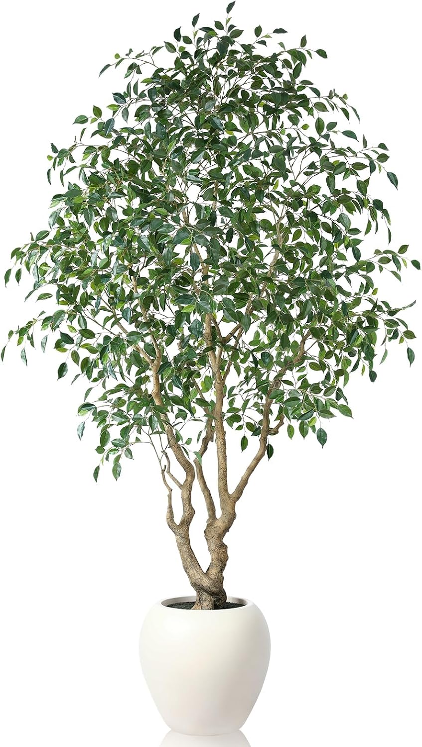 8 Feet Ficus Tree Artificial Indoor with Round Artisan Planter