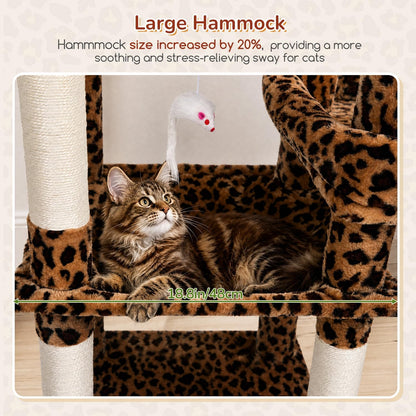 Extra Large Platform Cactus Cat Tree, 65in Sturdy Cat Tree for Multiple Indoor Cats Large Adult, Big Cat Tower with 3 Padded Perches, 6 Scratching Posts, Spacious Condo, Hammock, S65, Green