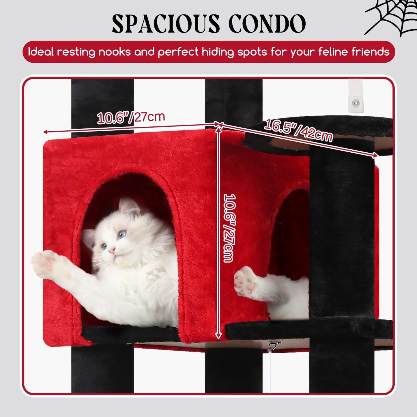 Extra Large Platform Cactus Cat Tree, 65in Sturdy Cat Tree for Multiple Indoor Cats Large Adult, Big Cat Tower with 3 Padded Perches, 6 Scratching Posts, Spacious Condo, Hammock, S65, Green