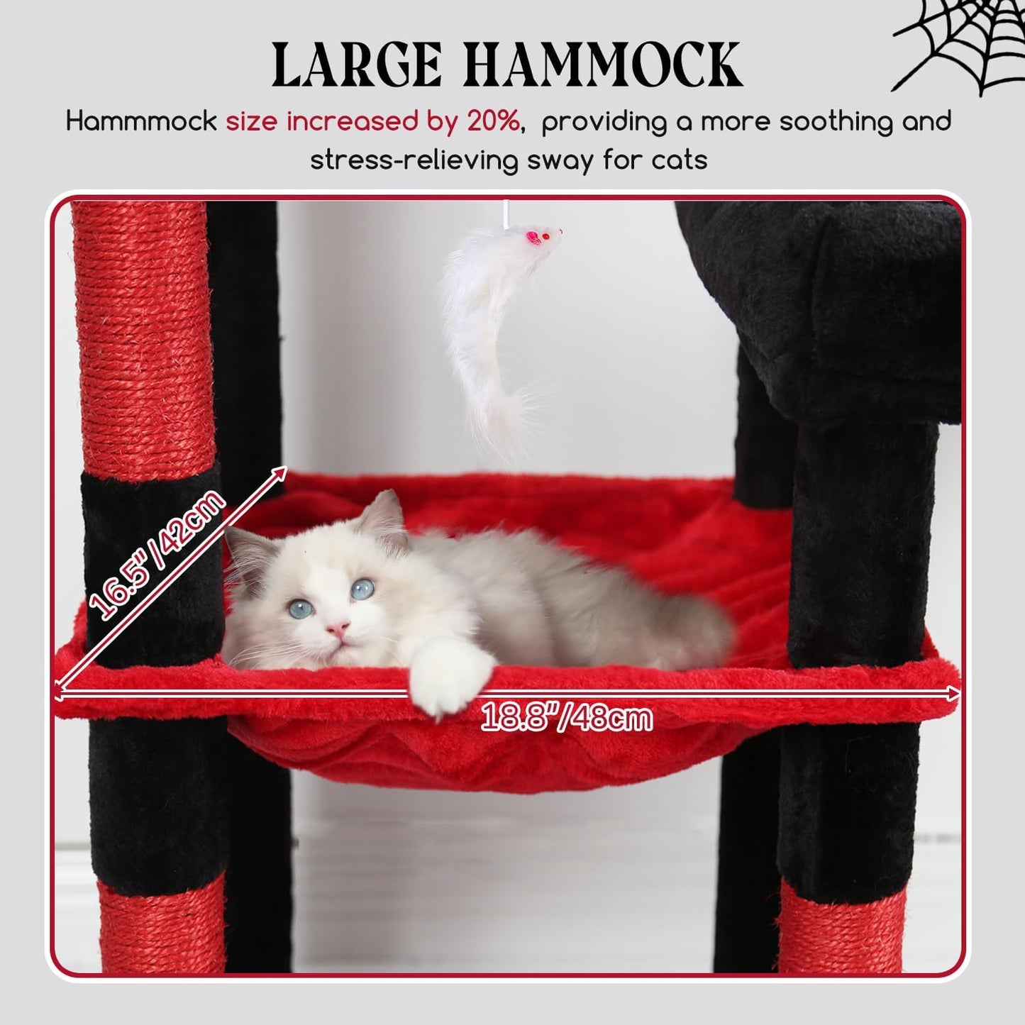 Extra Large Platform Cactus Cat Tree, 65in Sturdy Cat Tree for Multiple Indoor Cats Large Adult, Big Cat Tower with 3 Padded Perches, 6 Scratching Posts, Spacious Condo, Hammock, S65, Green