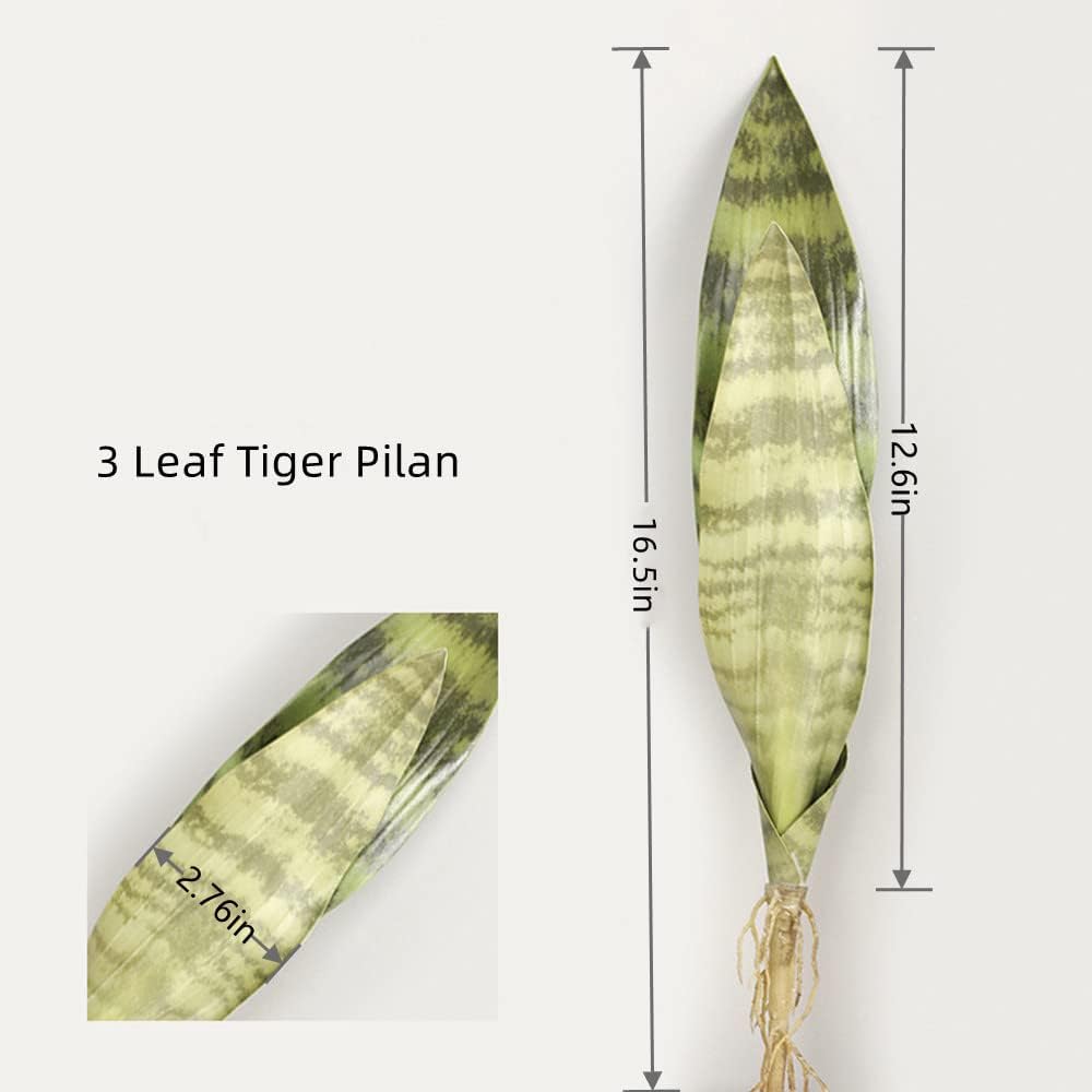 Fake Snake Plant 16.5" Artificial Plant Fake Sansevieria for Home Office Store Decoration,Without Vase (3Pcs, Green)